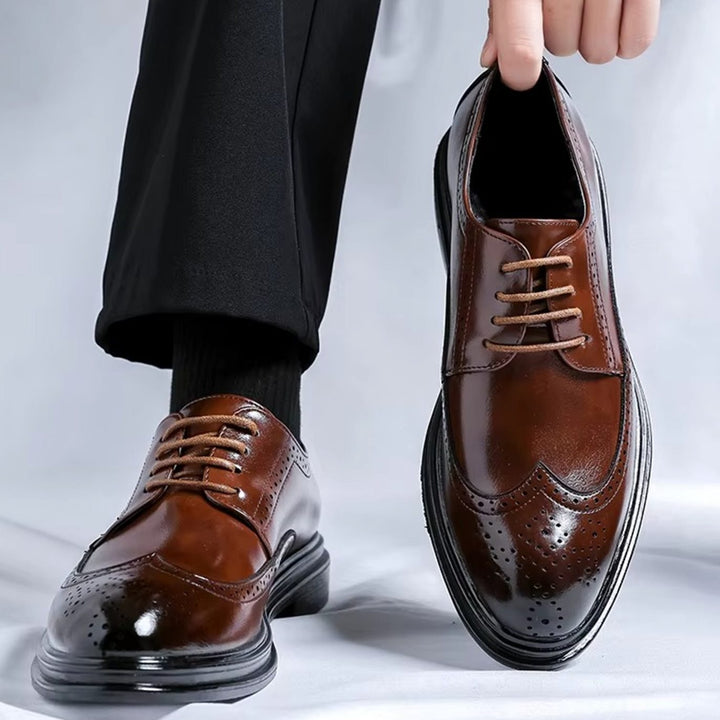 Herren Klassische Flügelspitzen Derby-Schnürschuhe für Formelle Anlässe