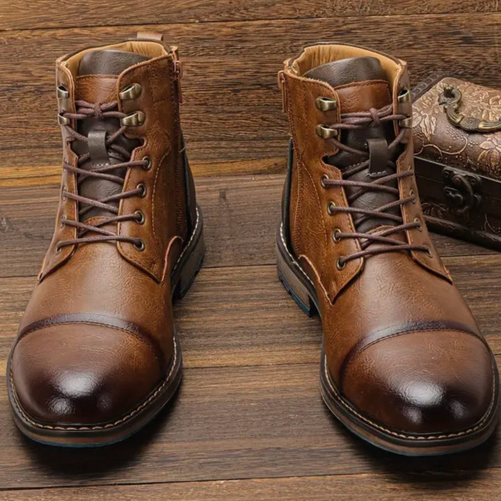 Herren Klassische Schnürstiefeletten mit rundem Zehenbereich