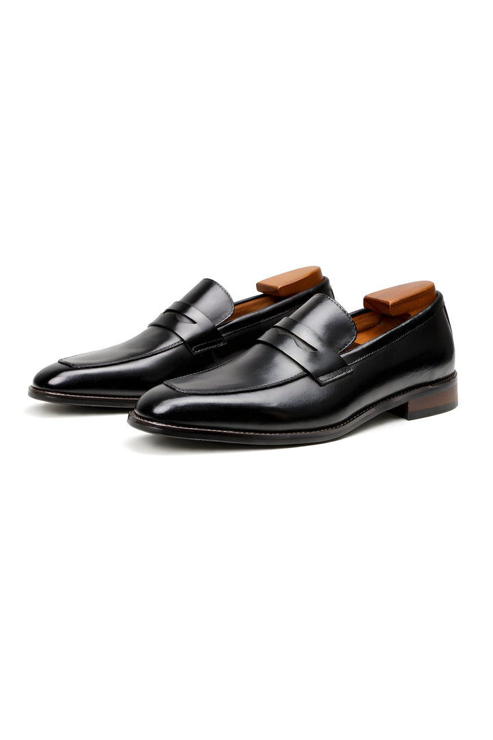 Herren Klassische Slip-On Penny Loafer Halbschuhe - Black