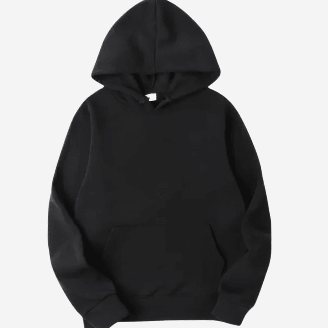 Herren Klassischer Kapuzenpullover im Casual-Stil mit Kängurutasche - Schwarz