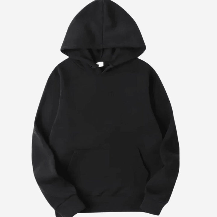 Herren Klassischer Kapuzenpullover im Casual-Stil mit Kängurutasche - Schwarz