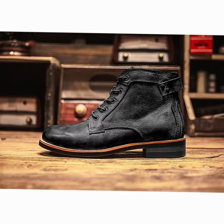 Herren Knöchelhohe Schnür-Stiefeletten aus robustem Lederimitat