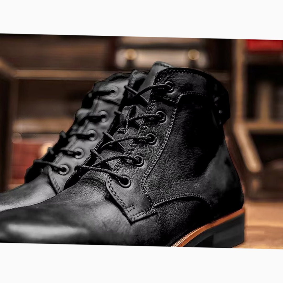 Herren Knöchelhohe Schnür-Stiefeletten aus robustem Lederimitat