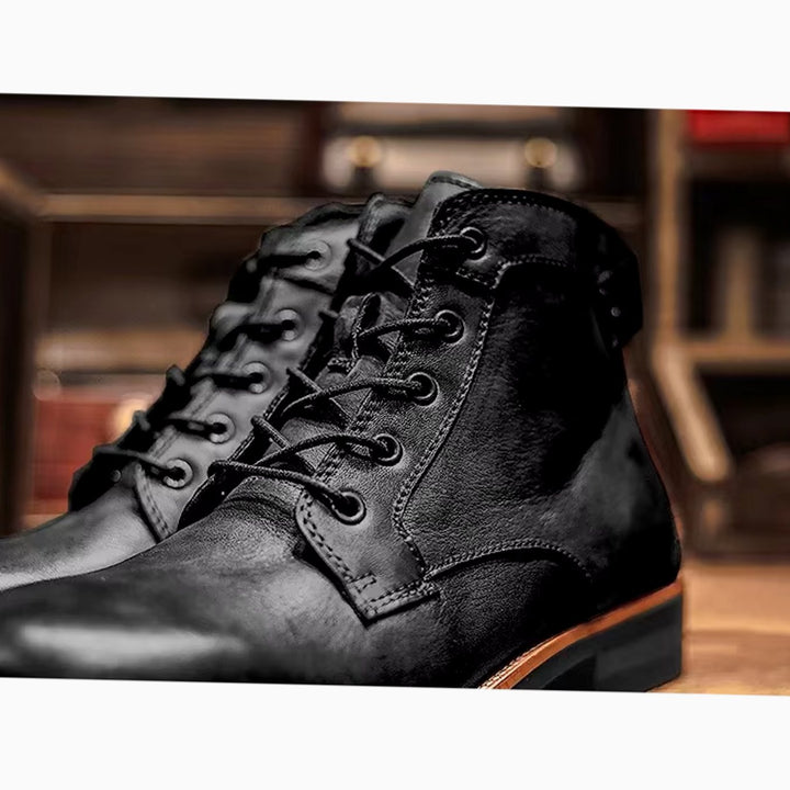 Herren Knöchelhohe Schnür-Stiefeletten aus robustem Lederimitat