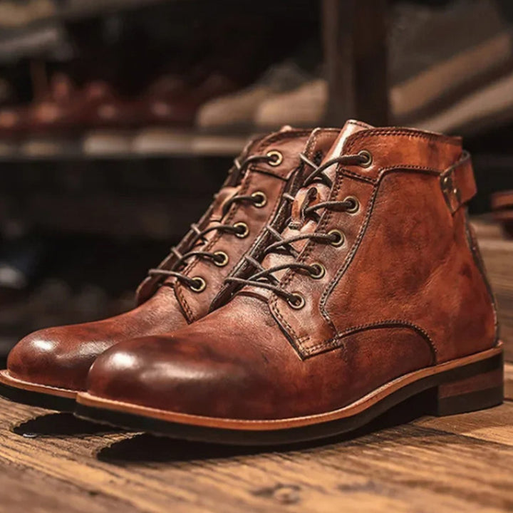 Herren Knöchelhohe Schnür-Stiefeletten aus robustem Lederimitat