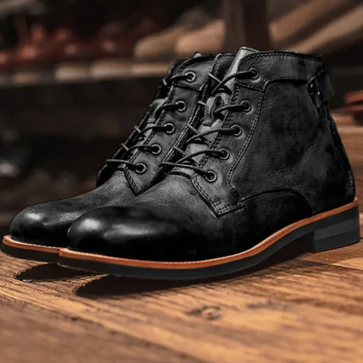 Herren Knöchelhohe Schnür-Stiefeletten aus robustem Lederimitat