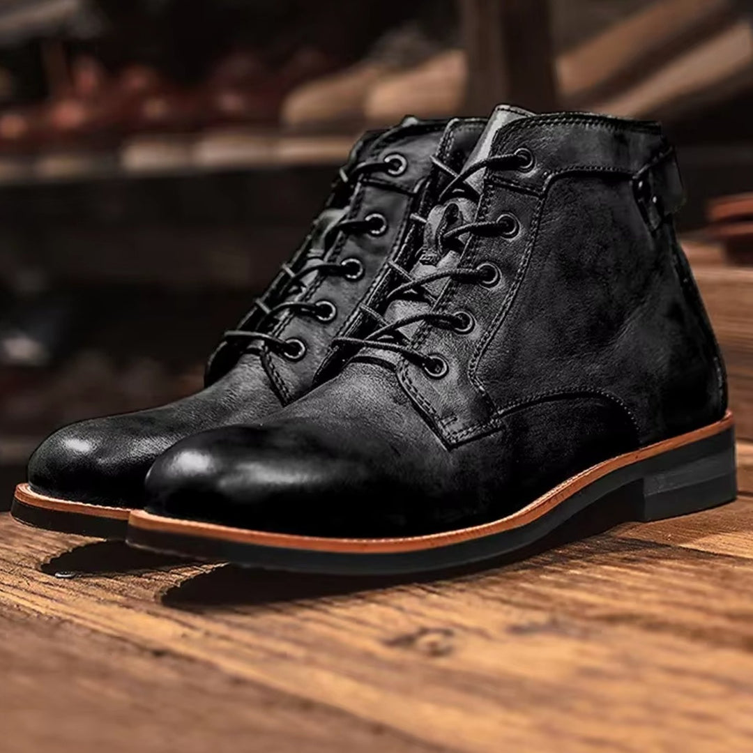 Herren Knöchelhohe Schnür-Stiefeletten aus robustem Lederimitat