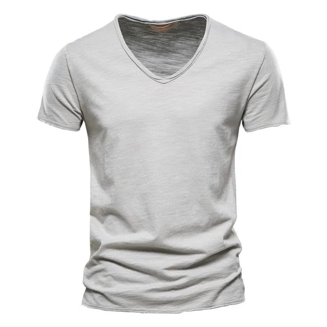 Herren Kurzarm V-Ausschnitt Slim-Fit T-Shirt knitterfrei