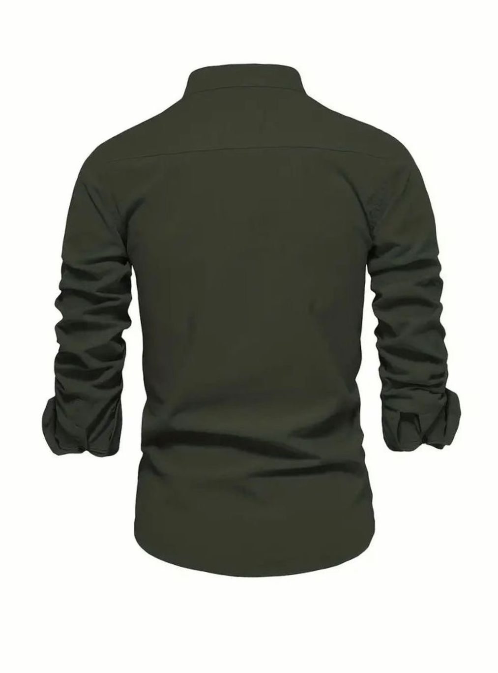 Herren Langarm-Freizeithemd mit Knöpfen Stehkragen Slim-Fit