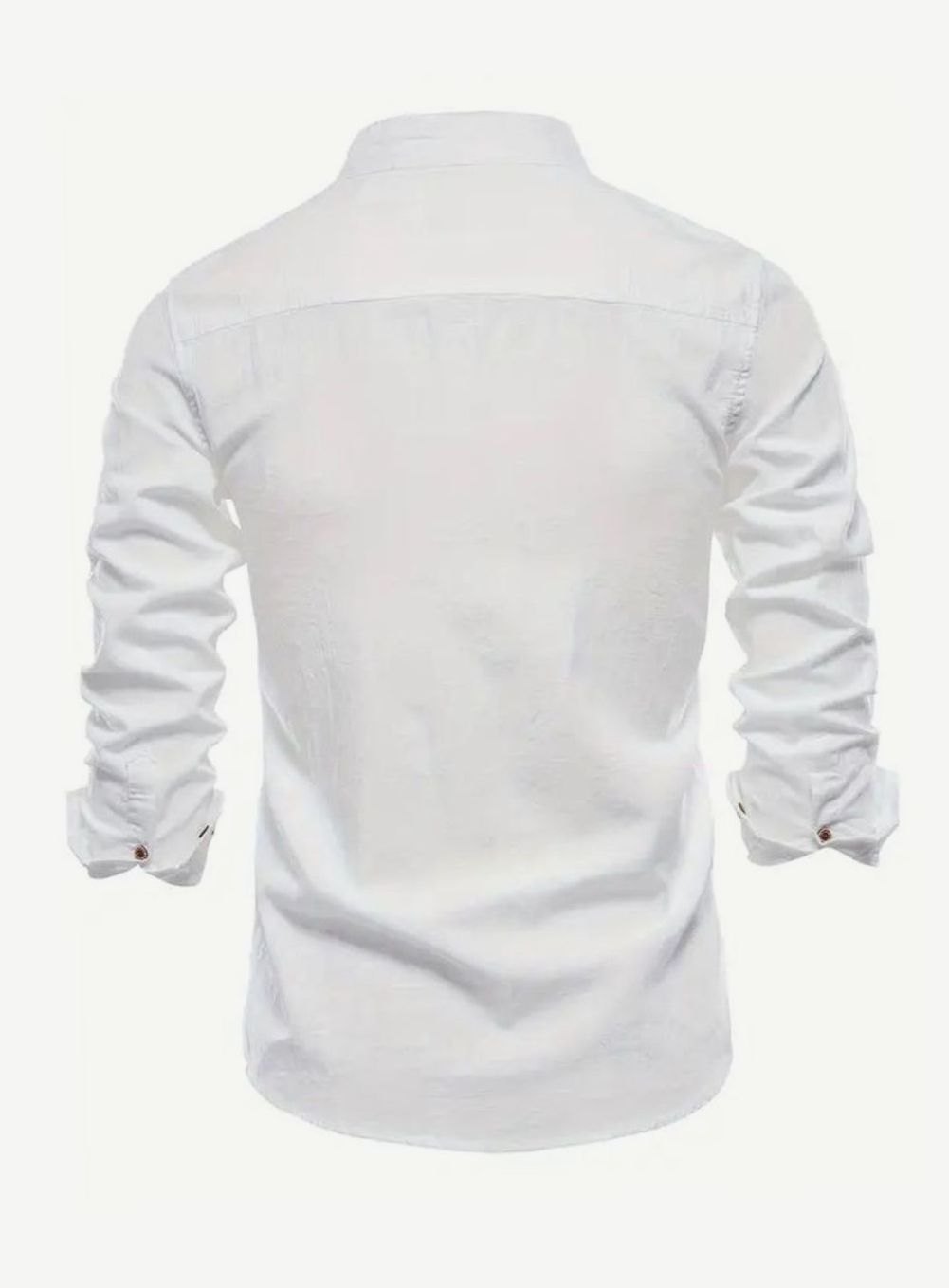 Herren Langarm-Freizeithemd mit Knöpfen Stehkragen Slim-Fit