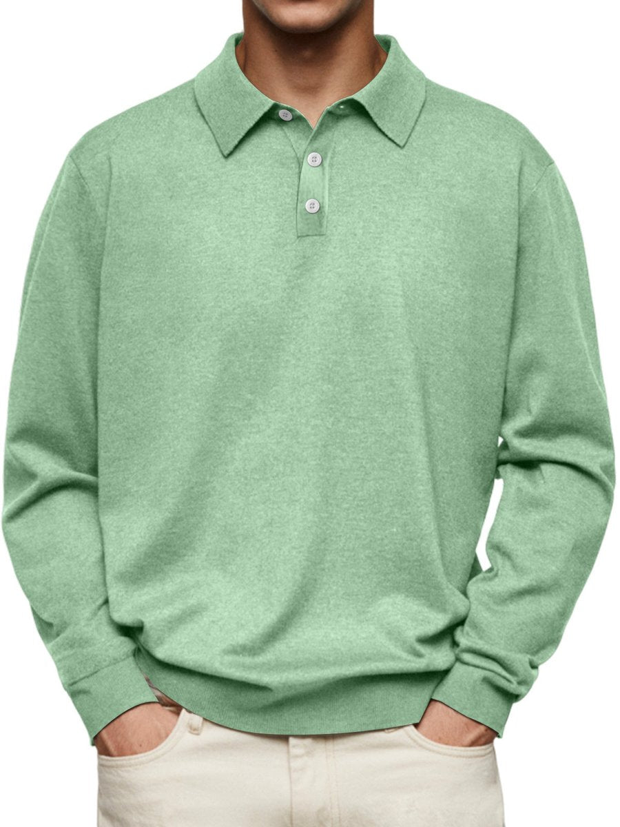 Herren Langarm-Poloshirt klassischer Schnitt knitterarm - Hellgrün