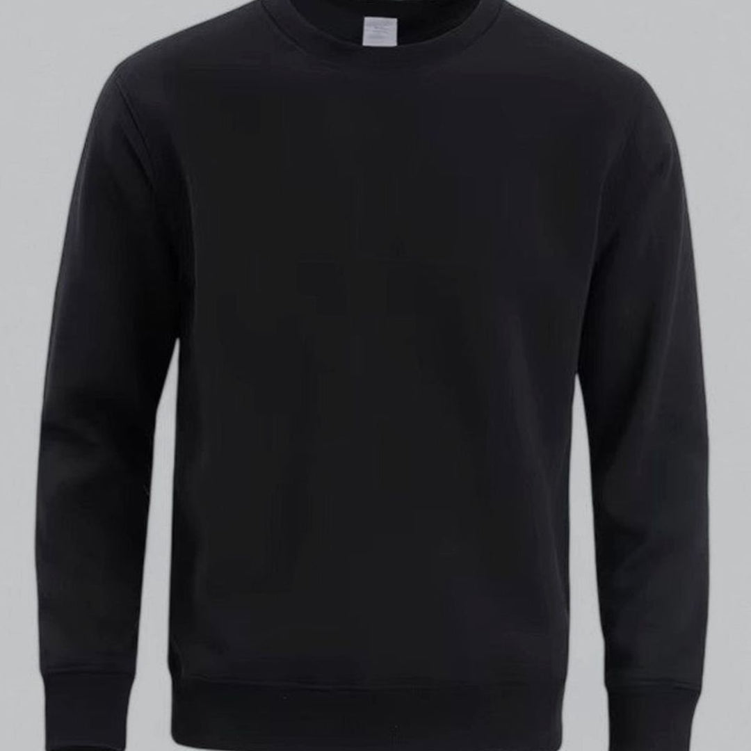 Herren Langarm Rundhals Sweatshirt lockere Passform - Schwarz