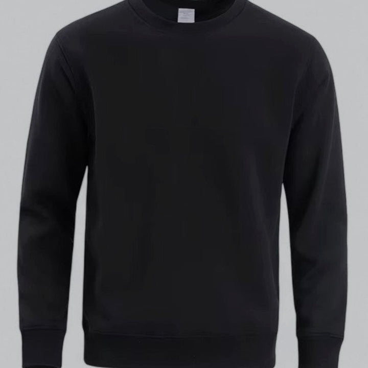 Herren Langarm Rundhals Sweatshirt lockere Passform - Schwarz