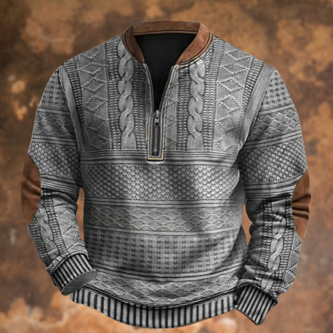 Herren Langarm-Sweatshirt Grafik-Print Quarter-Zip Stehkragen - Grau