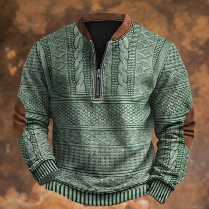 Herren Langarm-Sweatshirt Grafik-Print Quarter-Zip Stehkragen - Grün