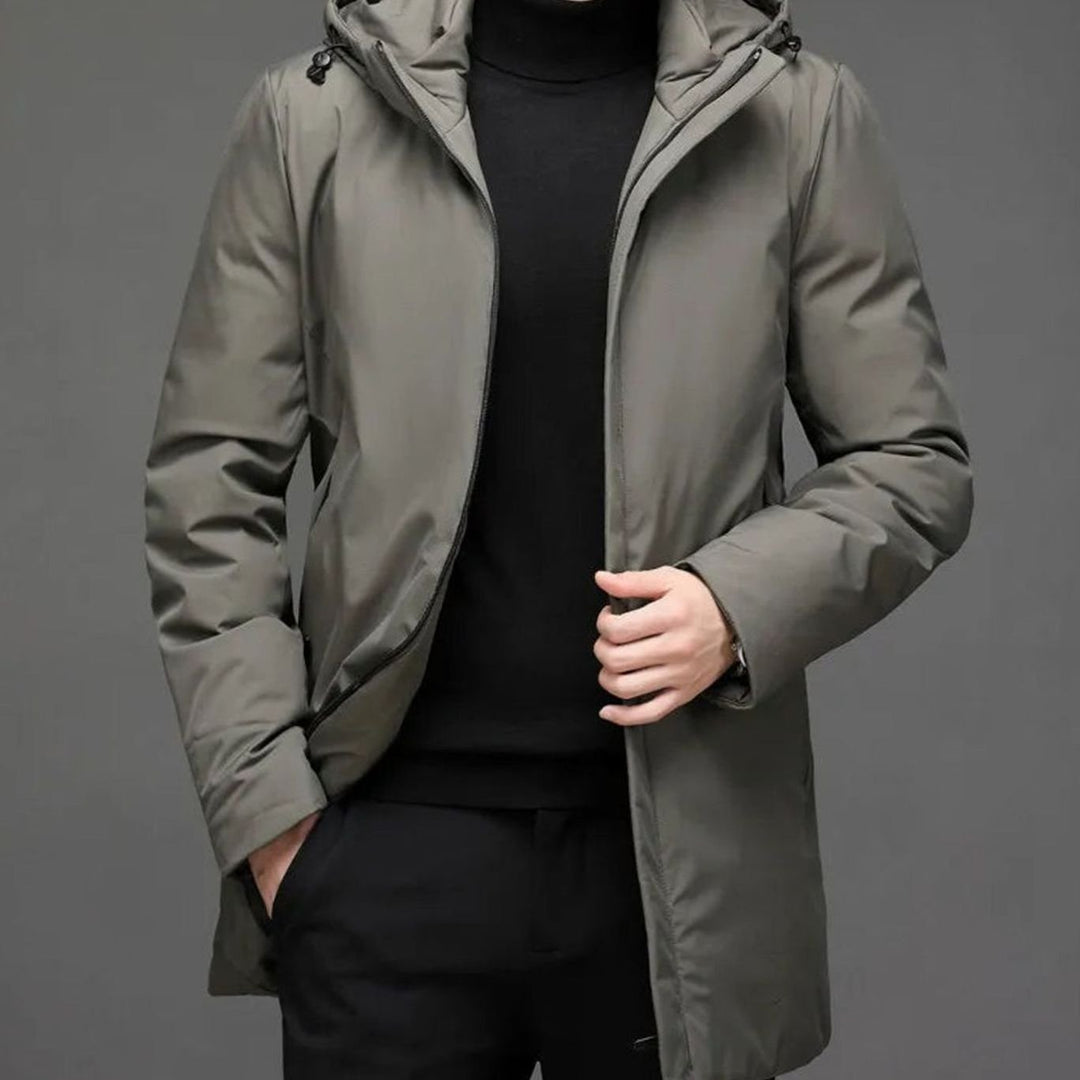 Herren Langarm-Winterjacke Wärmeisolierte Kapuzen-Parka - Grün