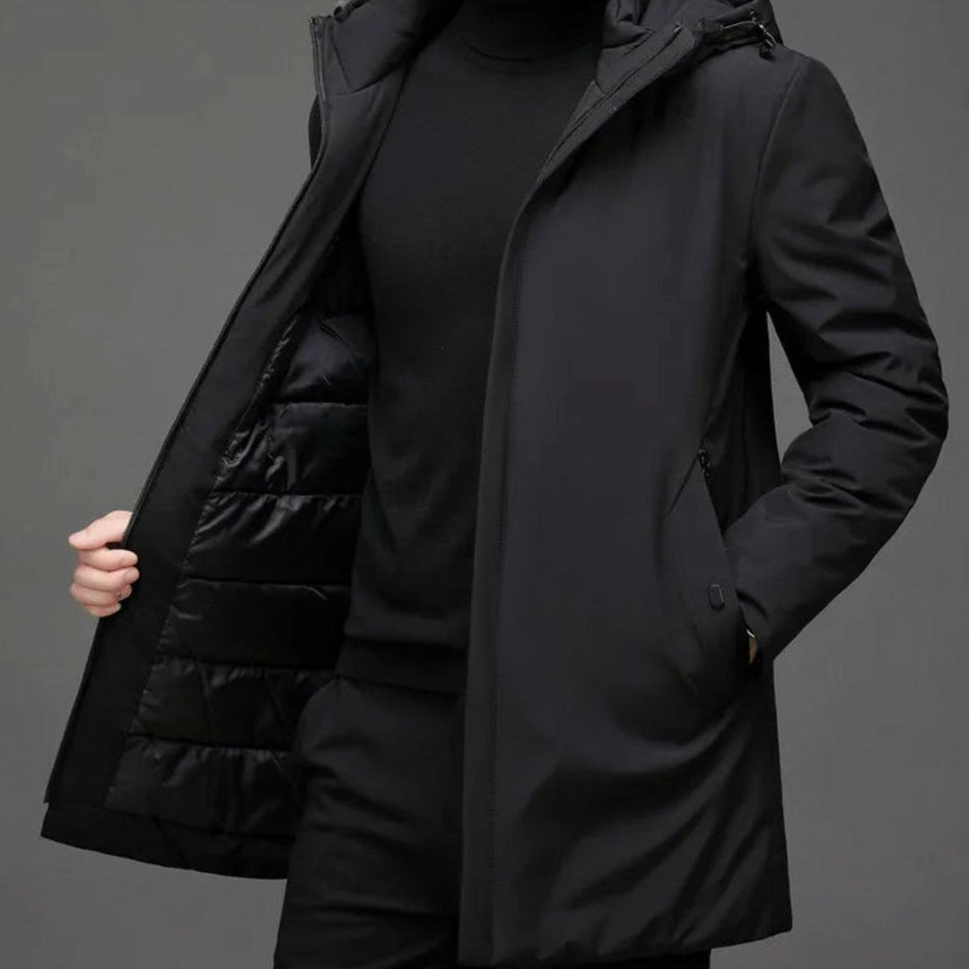 Herren Langarm-Winterjacke Wärmeisolierte Kapuzen-Parka