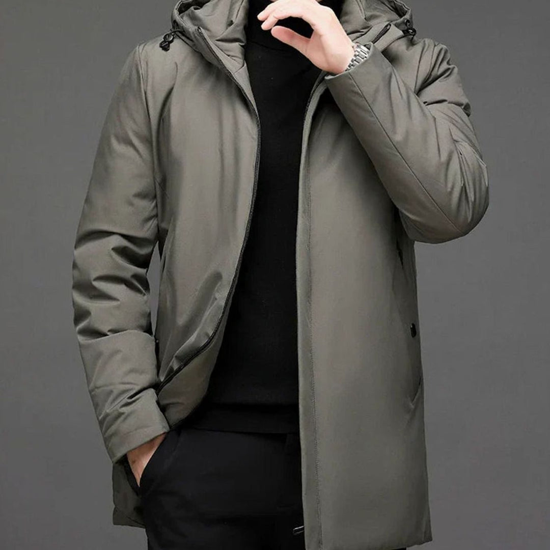 Herren Langarm-Winterjacke Wärmeisolierte Kapuzen-Parka