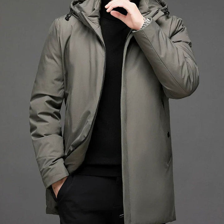 Herren Langarm-Winterjacke Wärmeisolierte Kapuzen-Parka