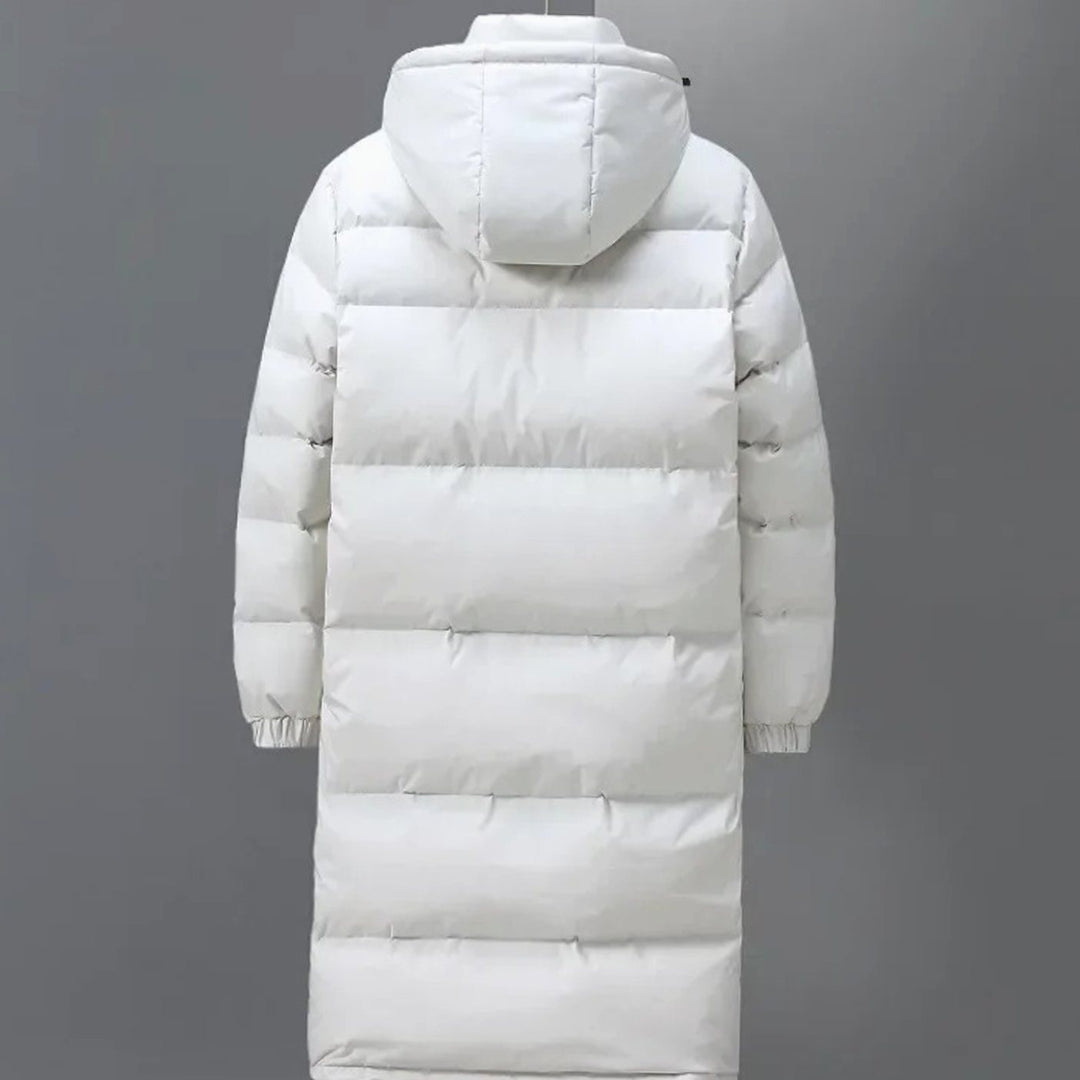 Herren Langer Gesteppter Wintermantel mit Kapuze, White