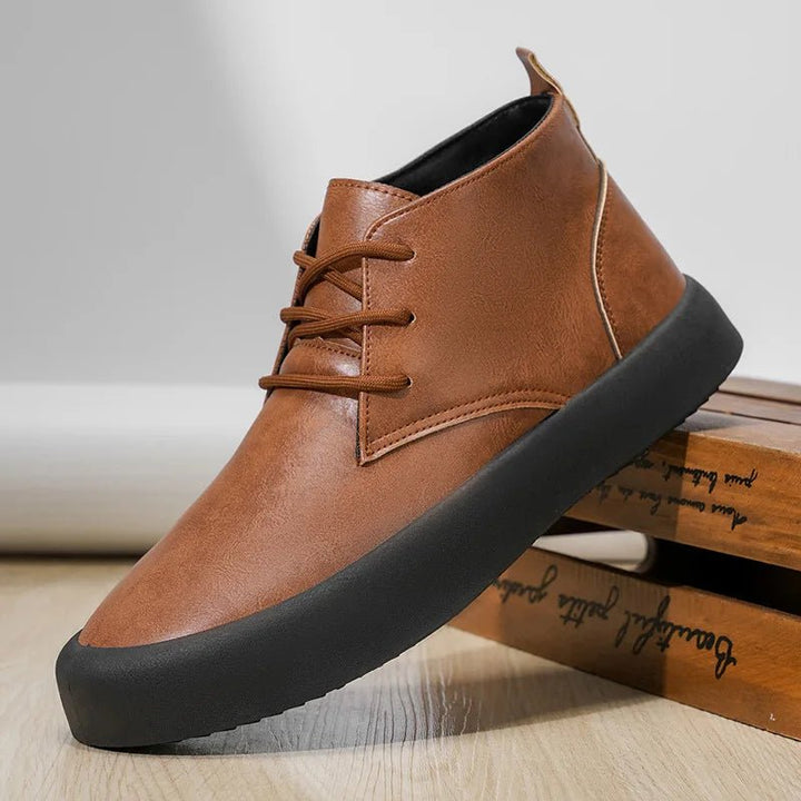Herren Leder Chukka Boots Gepolsterte Sohle Schnürung - Brown