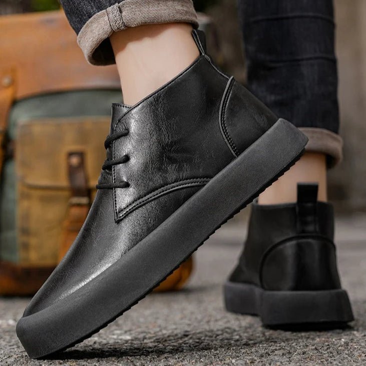 Herren Leder Chukka Boots Gepolsterte Sohle Schnürung