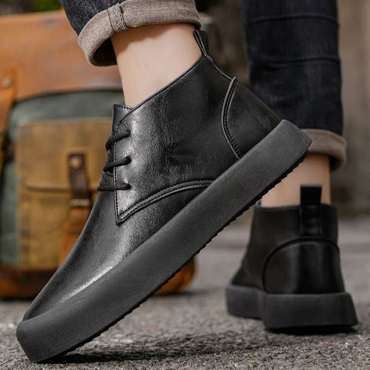 Herren Leder Chukka Boots Gepolsterte Sohle Schnürung