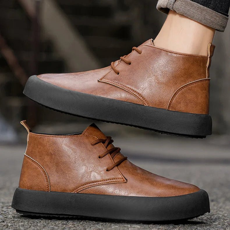 Herren Leder Chukka Boots Gepolsterte Sohle Schnürung