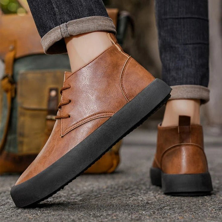 Herren Leder Chukka Boots Gepolsterte Sohle Schnürung