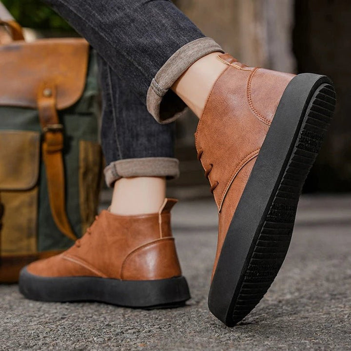 Herren Leder Chukka Boots Gepolsterte Sohle Schnürung