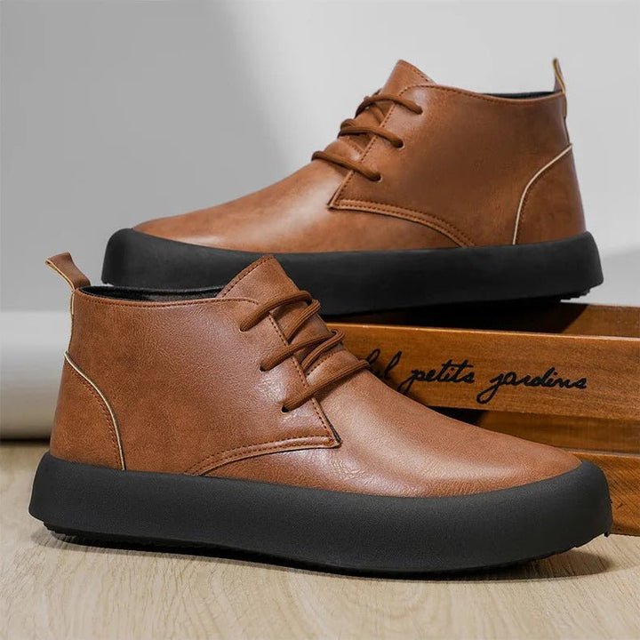 Herren Leder Chukka Boots Gepolsterte Sohle Schnürung
