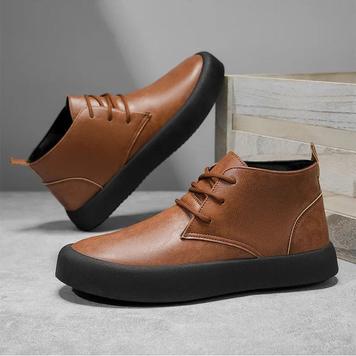 Herren Leder Chukka Boots Gepolsterte Sohle Schnürung