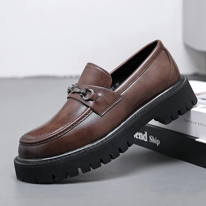 Herren Leder Loafer Business Schuhe mit Metallschnalle