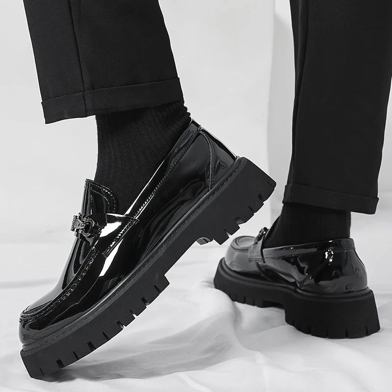 Herren Leder Loafer Business Schuhe mit Metallschnalle
