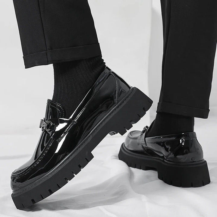 Herren Leder Loafer Business Schuhe mit Metallschnalle