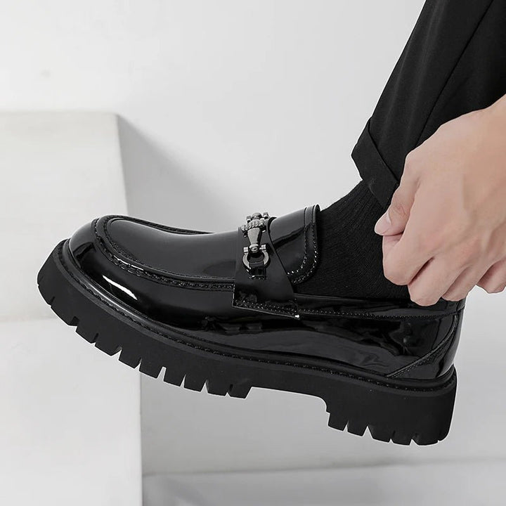 Herren Leder Loafer Business Schuhe mit Metallschnalle