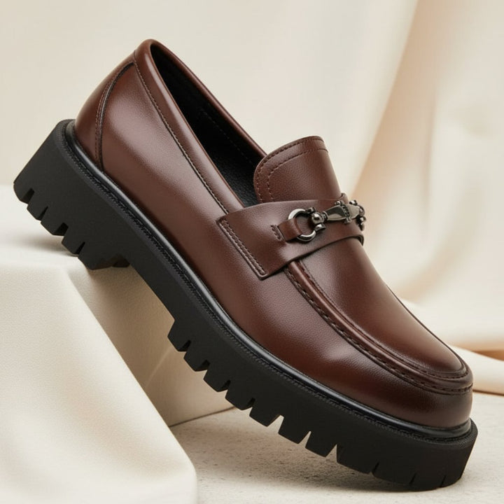 Herren Leder Loafer Business Schuhe mit Metallschnalle