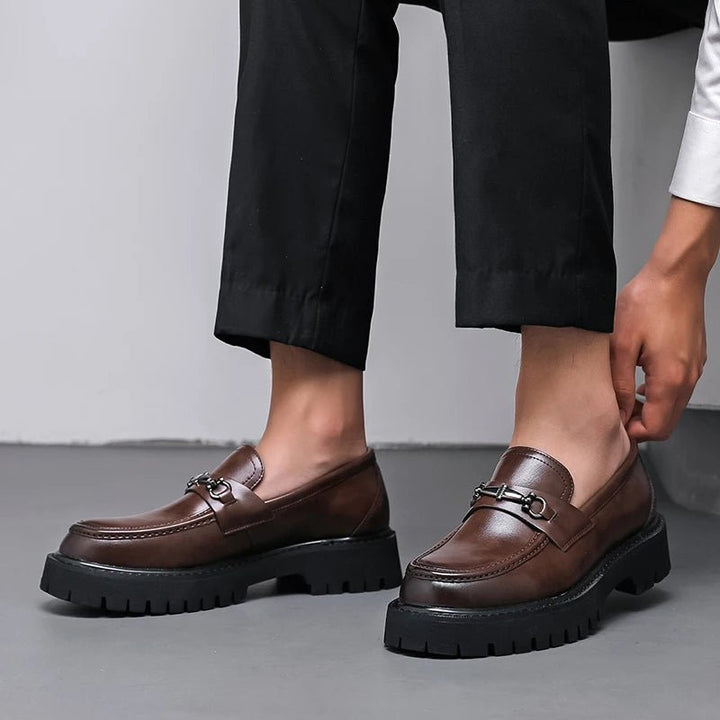 Herren Leder Loafer Business Schuhe mit Metallschnalle