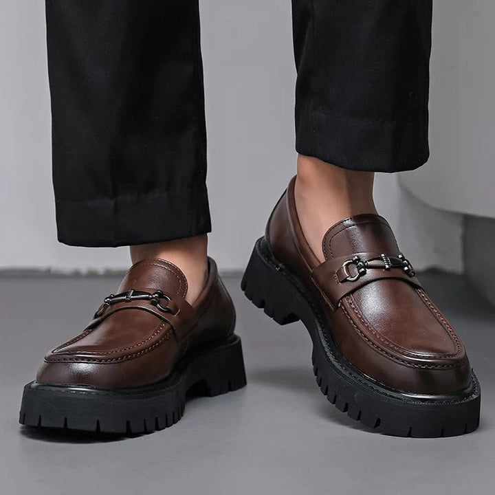 Herren Leder Loafer Business Schuhe mit Metallschnalle
