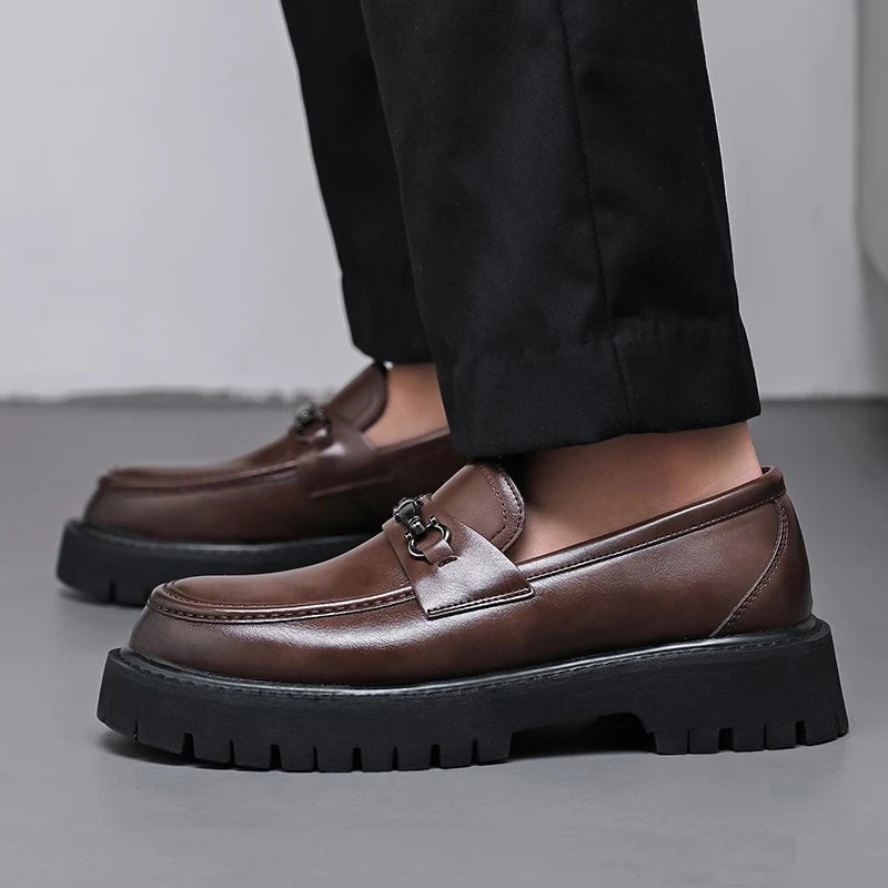 Herren Leder Loafer Business Schuhe mit Metallschnalle