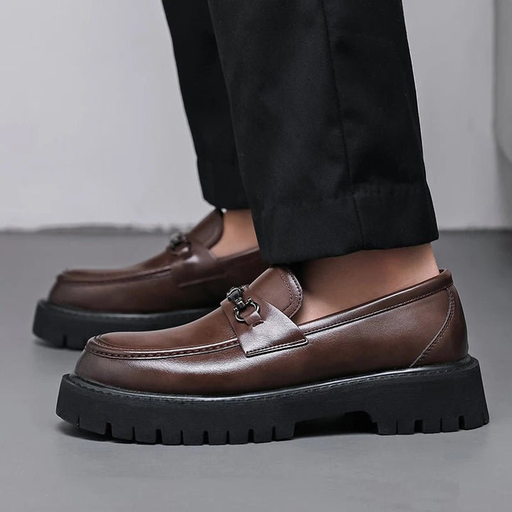 Herren Leder Loafer Business Schuhe mit Metallschnalle