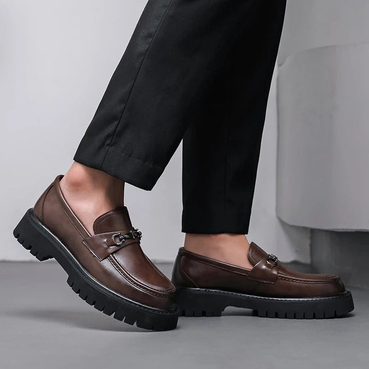 Herren Leder Loafer Business Schuhe mit Metallschnalle