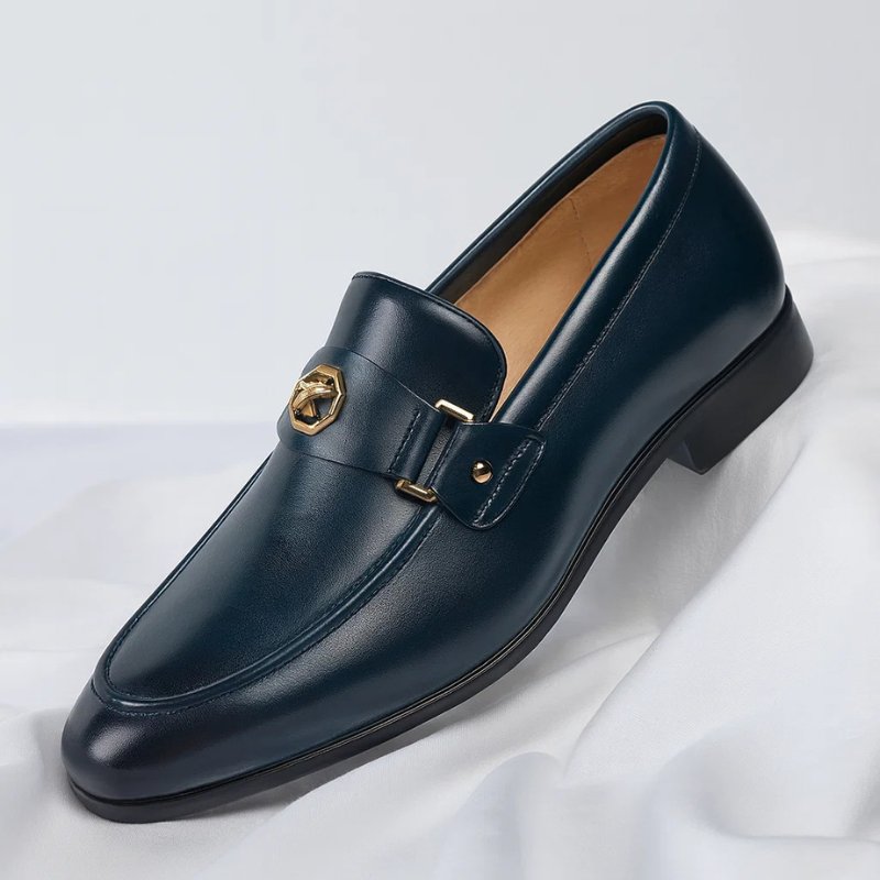 Herren Leder Loafer Business Slipper Italienisches Leder - Navy