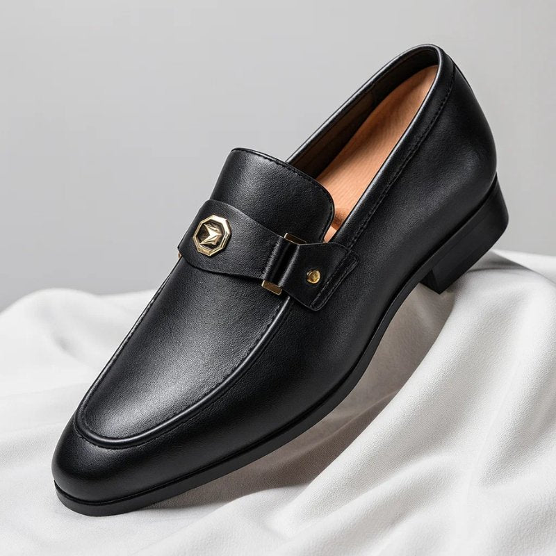 Herren Leder Loafer Business Slipper Italienisches Leder - Black