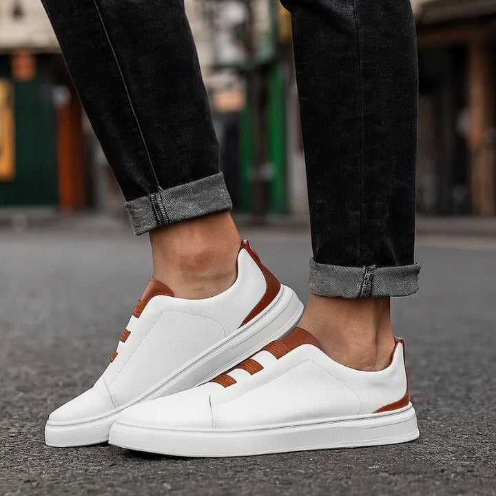 Herren Leder Sneaker Slip-On Elastische Schlaufen