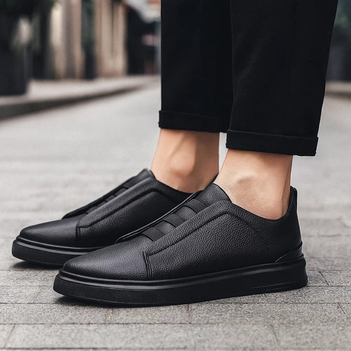 Herren Leder Sneaker Slip-On Elastische Schlaufen