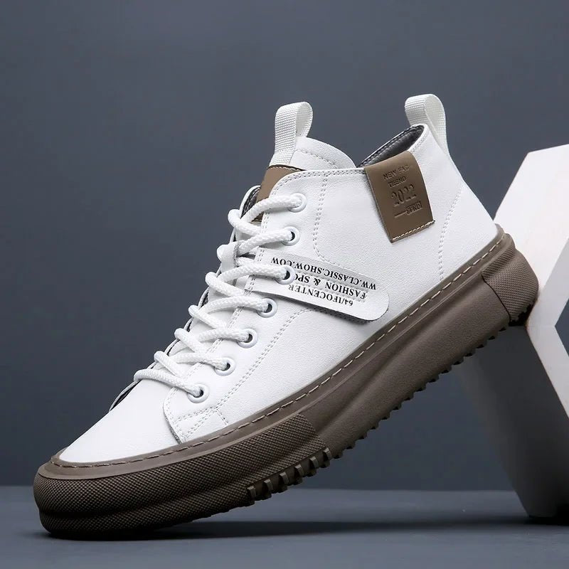 Herren Leder Sneakers Premium Rindsleder Ergonomisch - White