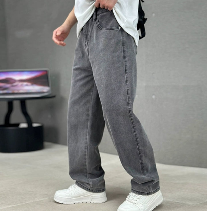Herren Loose-Fit Jeans mit geradem Schnitt lässiger Denim - Dunkelgrau