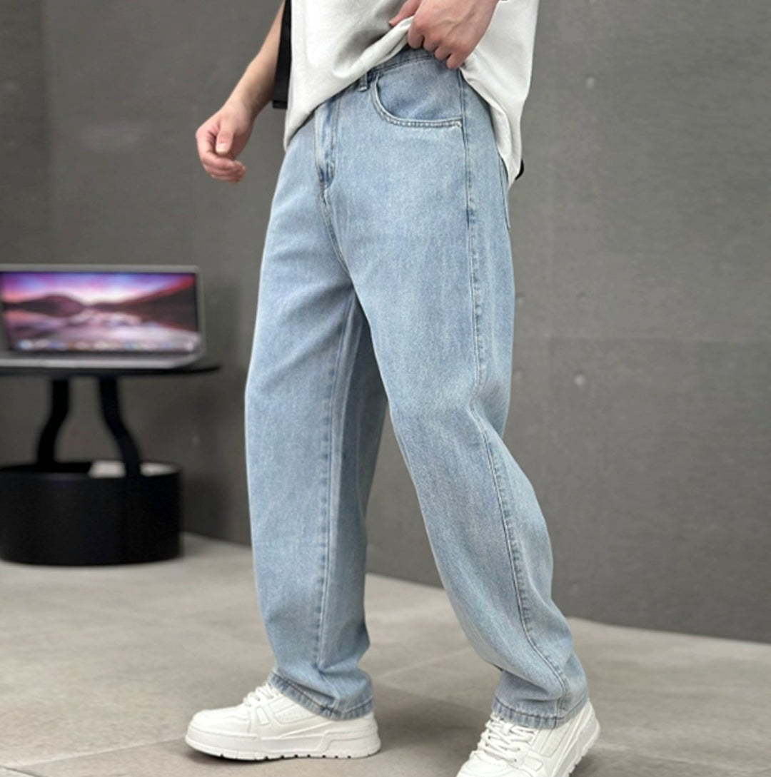Herren Loose-Fit Jeans mit geradem Schnitt lässiger Denim - Hellblau