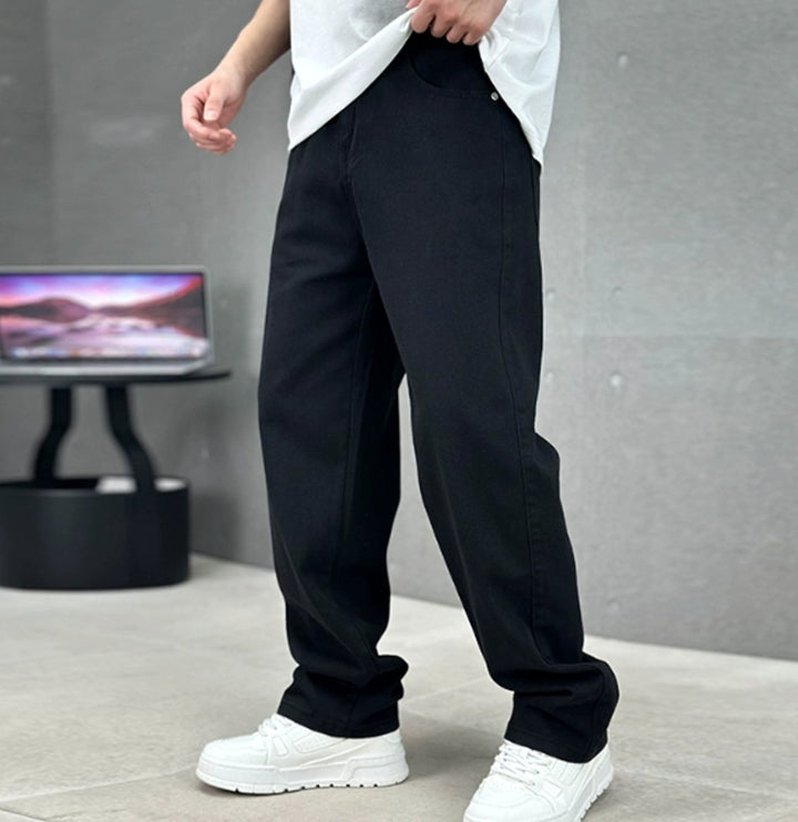 Herren Loose-Fit Jeans mit geradem Schnitt lässiger Denim - Schwarz